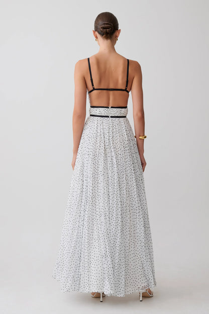 Clarisse Pleated Maxi Dress Polka Dot