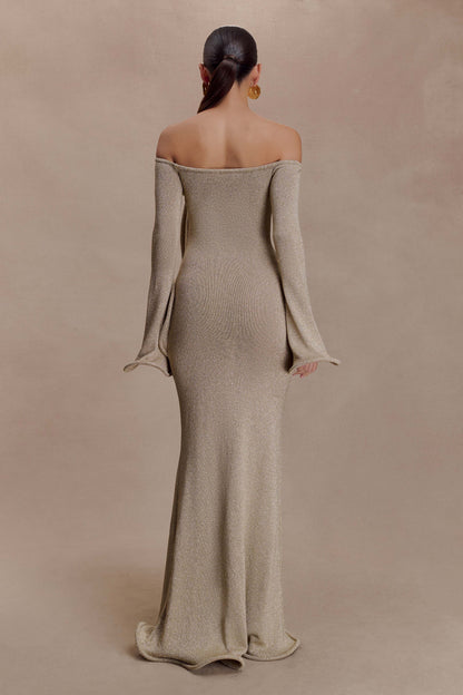 Sandrine Lurex Knit Maxi Dress Gold