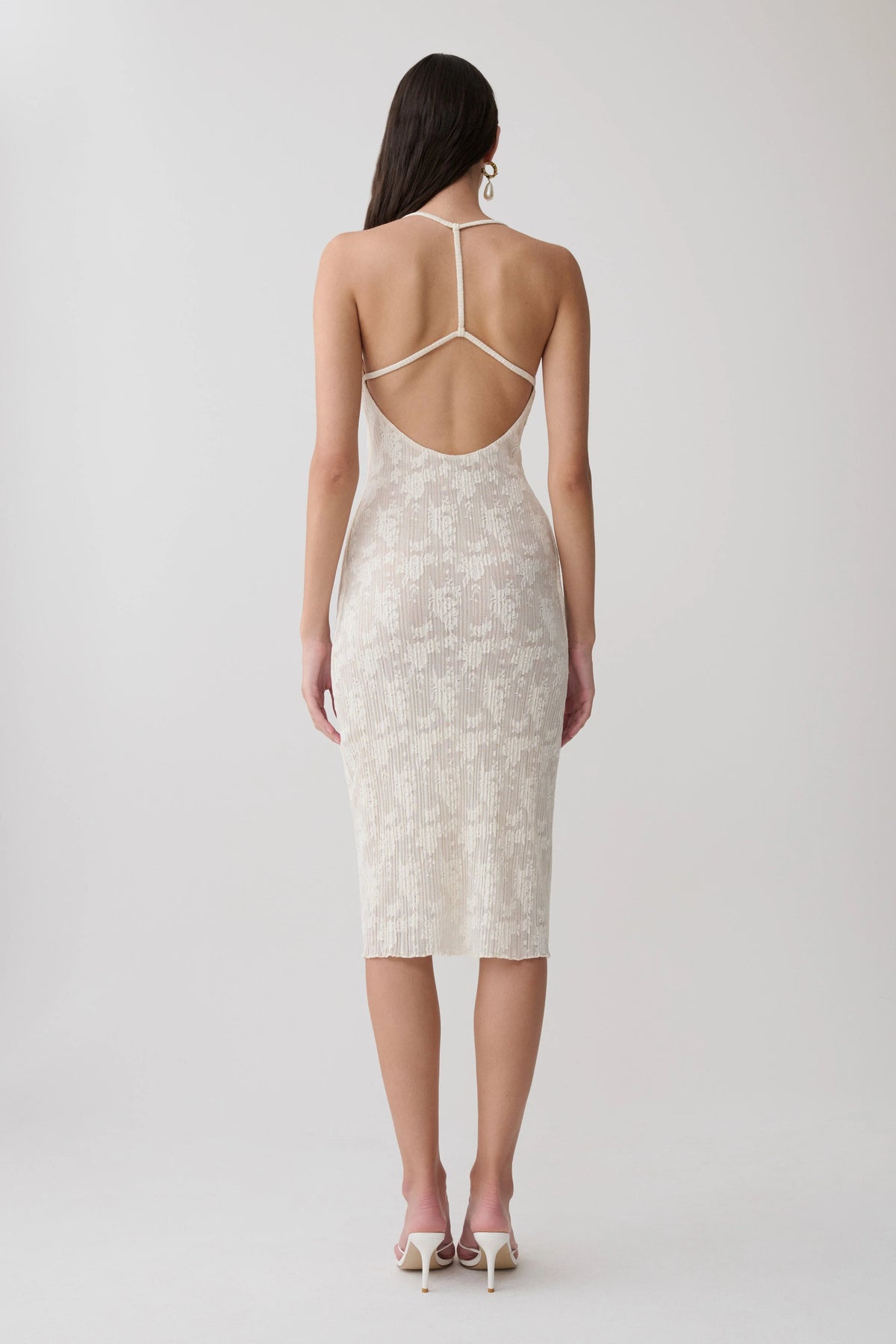 Ambrose Lace Midi Dress Ivory