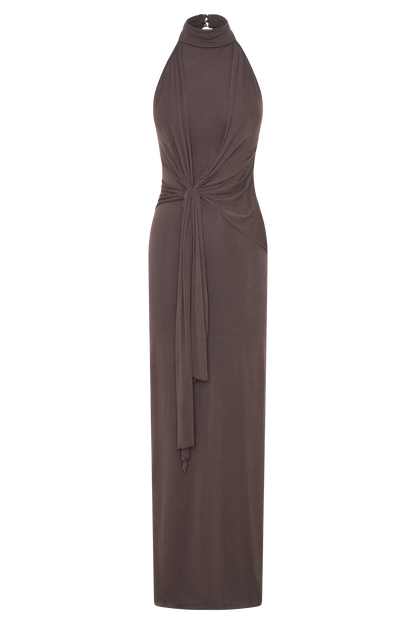 Cindylou Halter Knit Maxi Dress Peppercorn