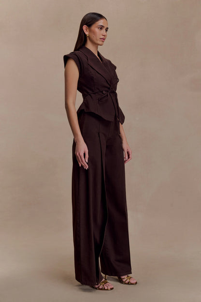 Charley Structured Tie Denim Top Chocolate
