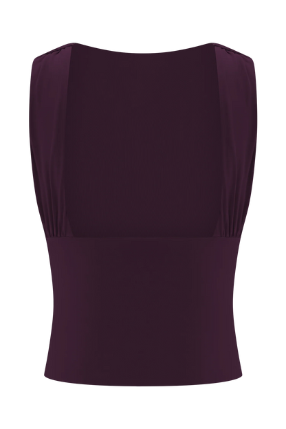 Erina Slinky Open Back Top Aubergine