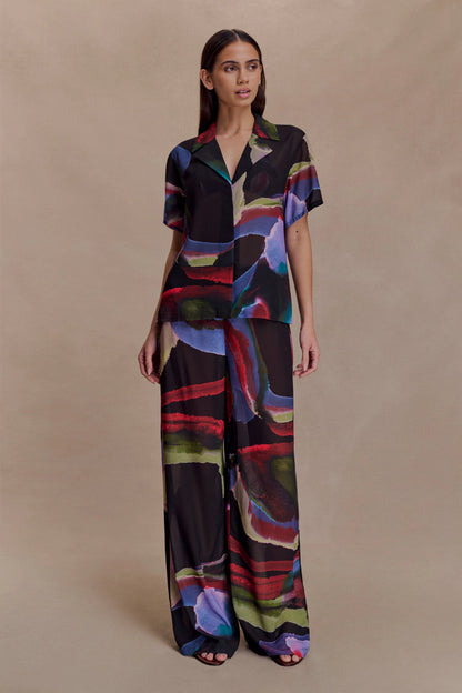 Rachel Chiffon Short Sleeve Shirt Multi Fluid Reverie Print