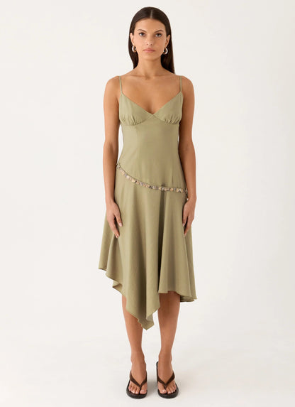 Lazure Midi Dress Pale Olive