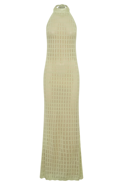 Hayley Halter Knit Maxi Dress Seafoam