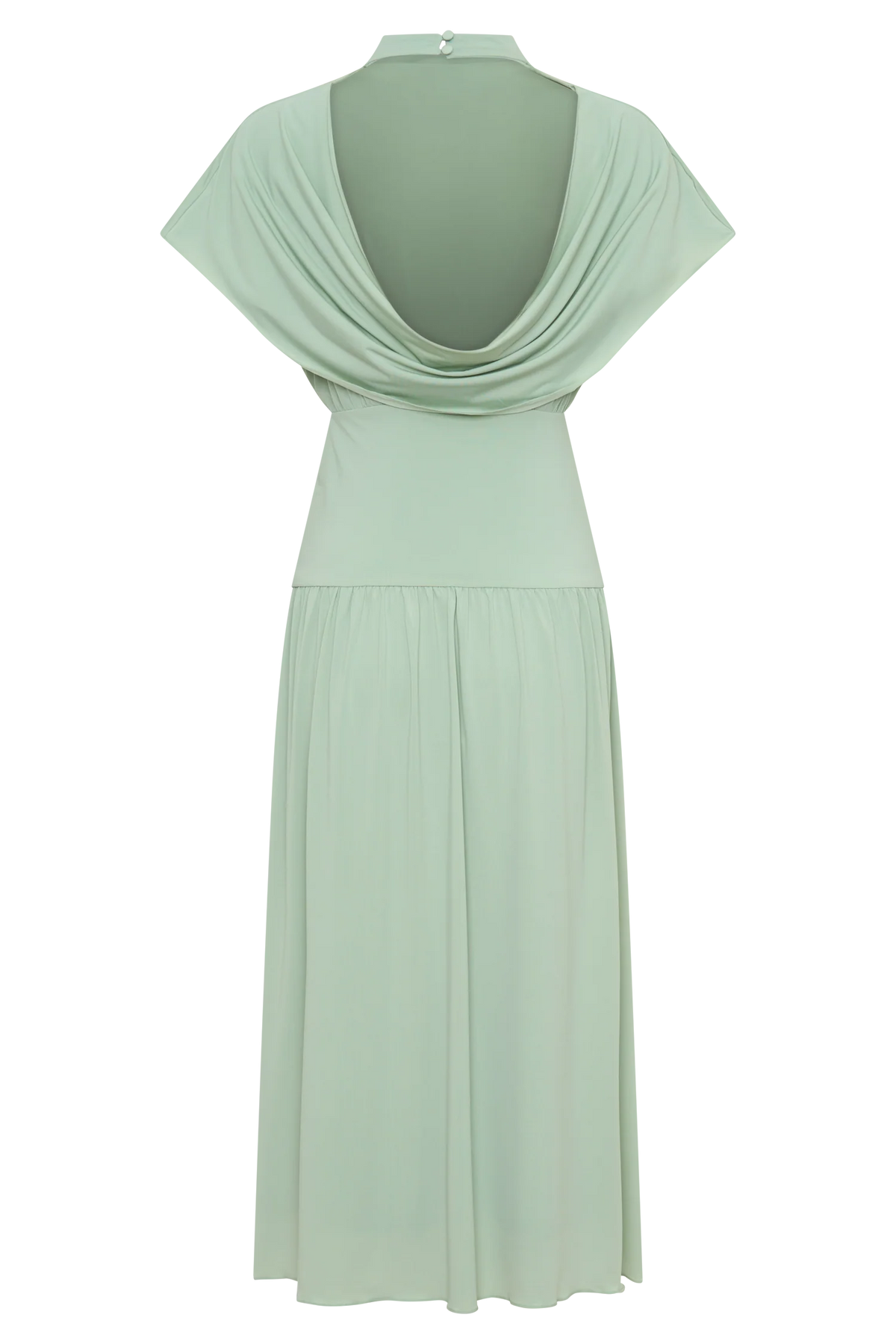 Ailla High Neck Cowl Midi Dress Aqua Grey