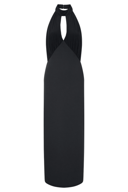 Mierah Halter Midi Dress Black