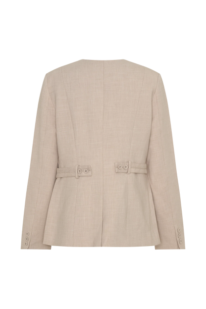 Solenne Collarless Suiting Blazer Natural Marle
