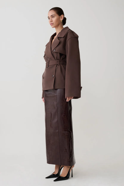 Alden Short Trench Jacket Chocolate