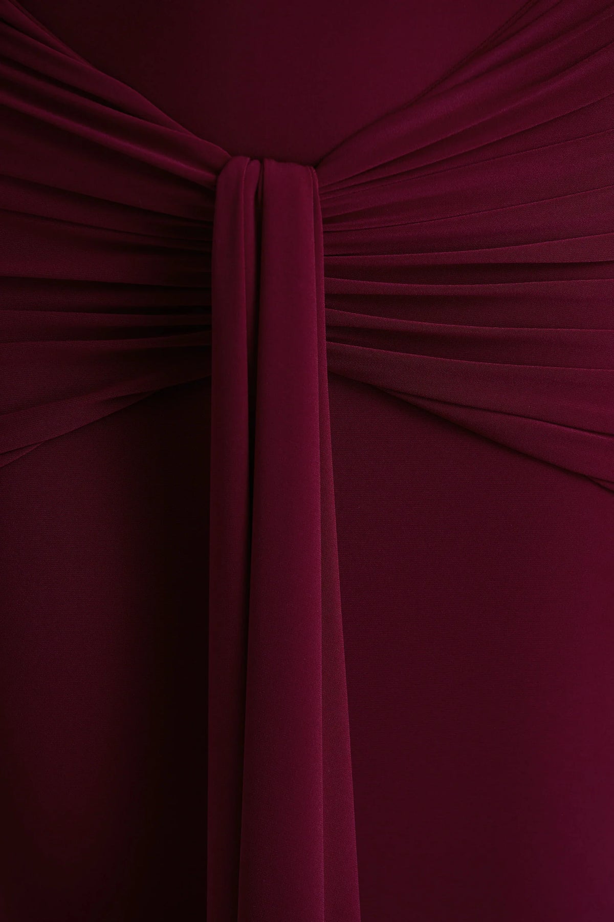 Envisioned Burgundy Bardot Neck Maxi Dress With Gathered And Drape Detail