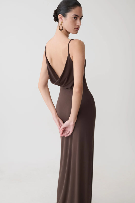 Joni Cowl Maxi Dress Bitter Chocolate