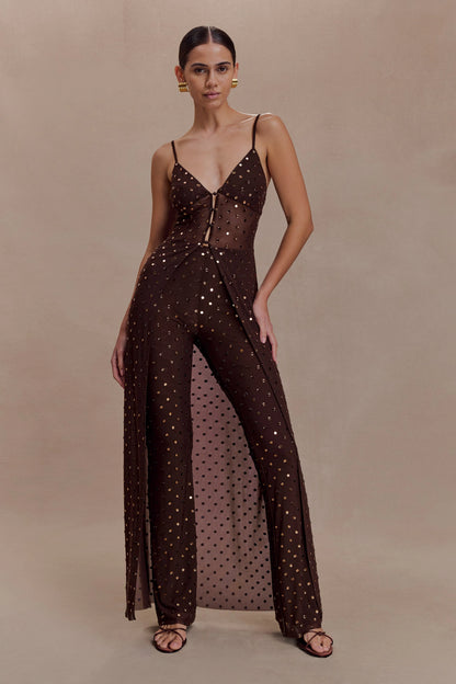 Jackie Longline Diamante Top Chocolate