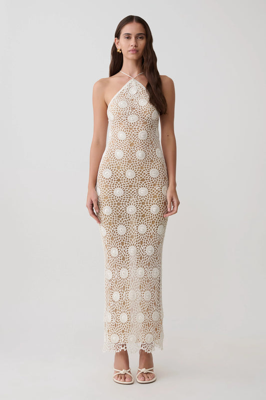 Sam Halter Hand Crochet Maxi Dress Ivory