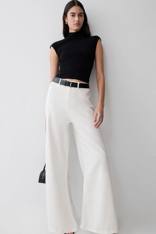 Shae Wide Leg Denim Jeans White