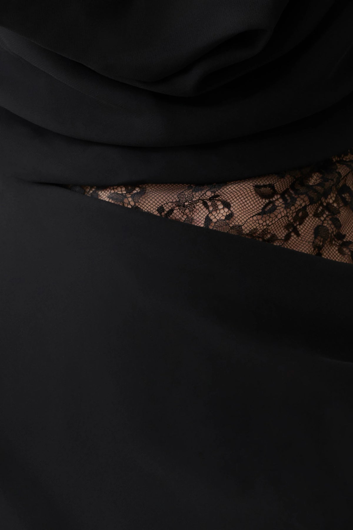 Arra Chiffon And Lace Halter Mini Dress Black