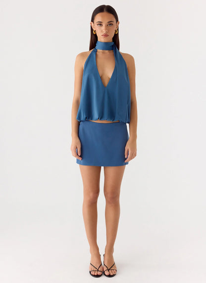 Do It Again Mini Skirt Washed Navy