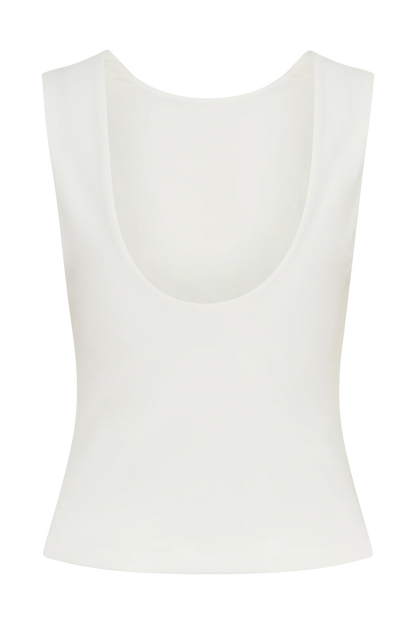 Kyra Open Back Scuba Crepe Top White