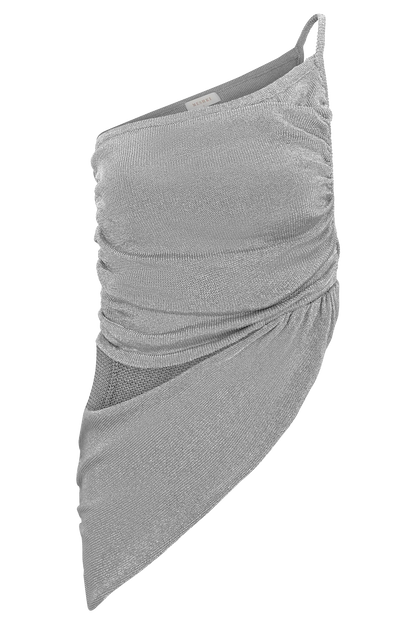 Corah Lurex Drape Knit Top Silver