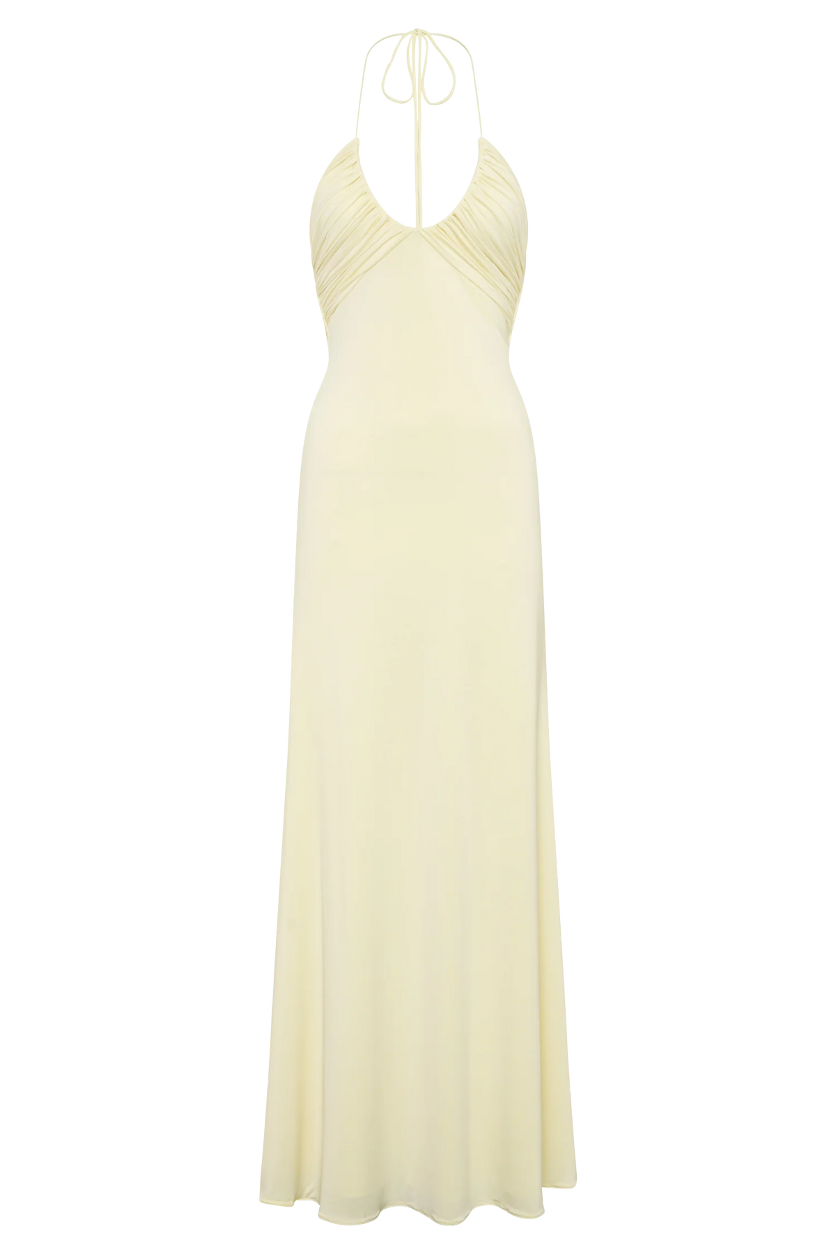 Maely Gathered Slinky Maxi Dress Lemon