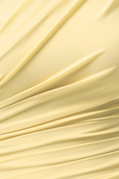 Mardi Lemon Asymmetric Maxi Dress With Ruching