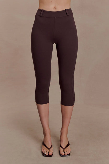 Blanca Stretch Crepe Capri Pants Chocolate