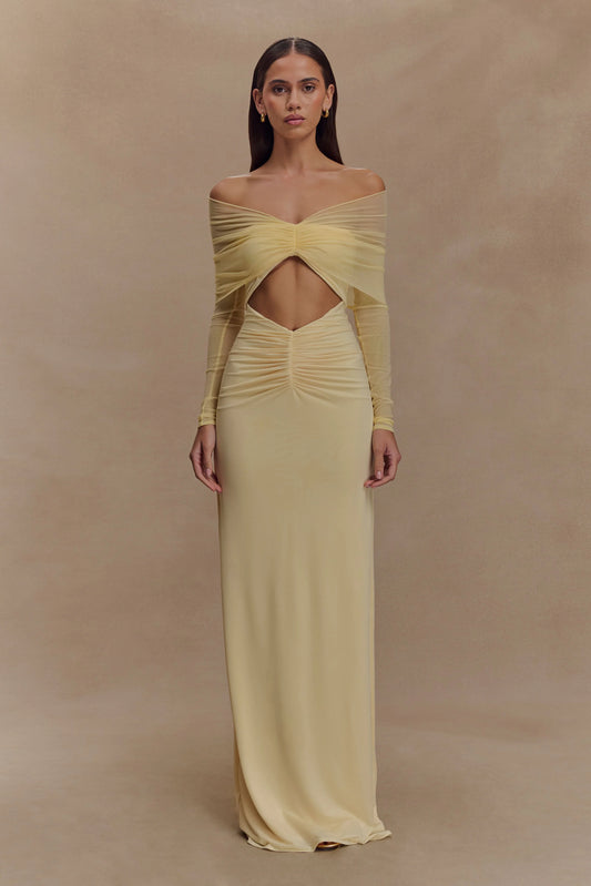 Rafaella Slinky And Mesh Maxi Dress Lemon