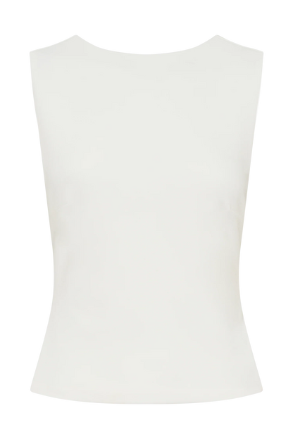 Kyra Open Back Scuba Crepe Top White