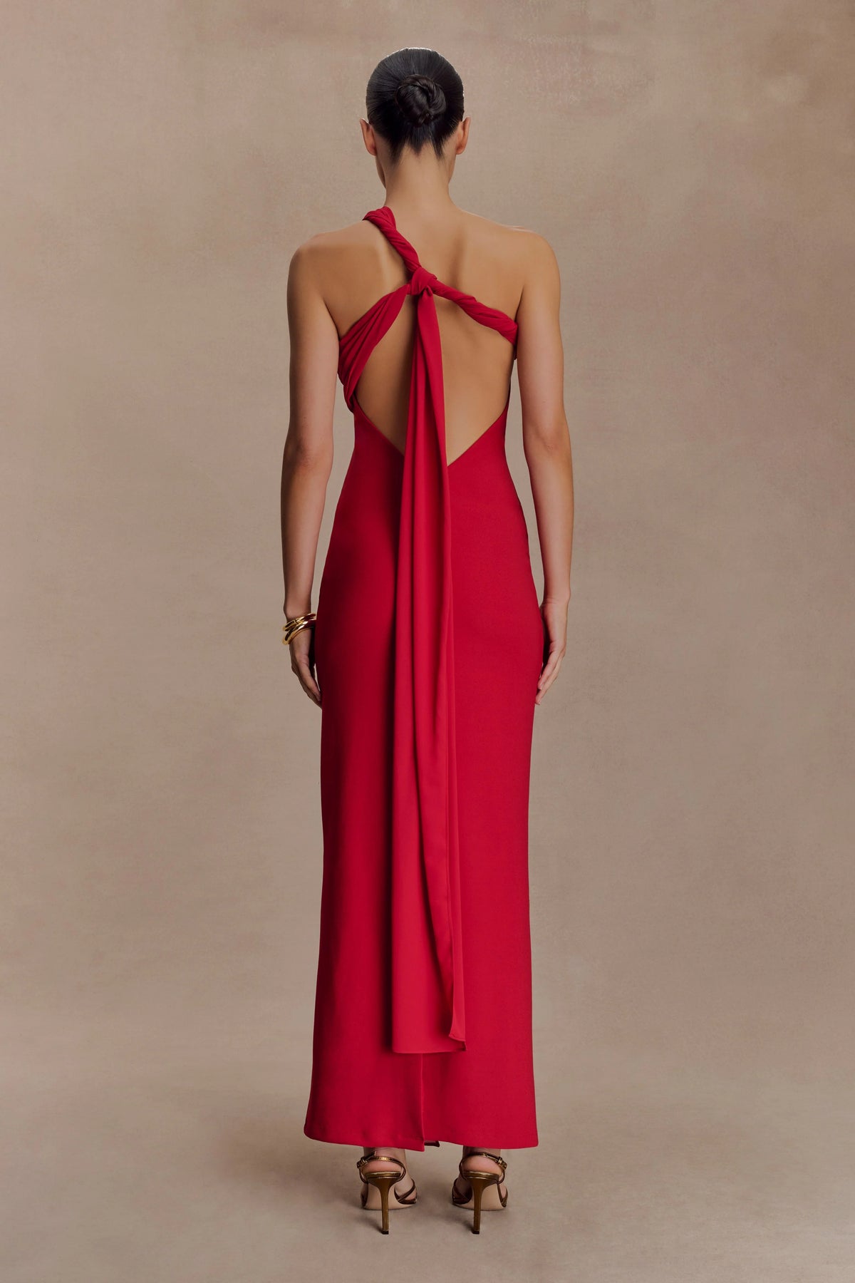 Philippa Knotted Crepe Maxi Dress Ruby