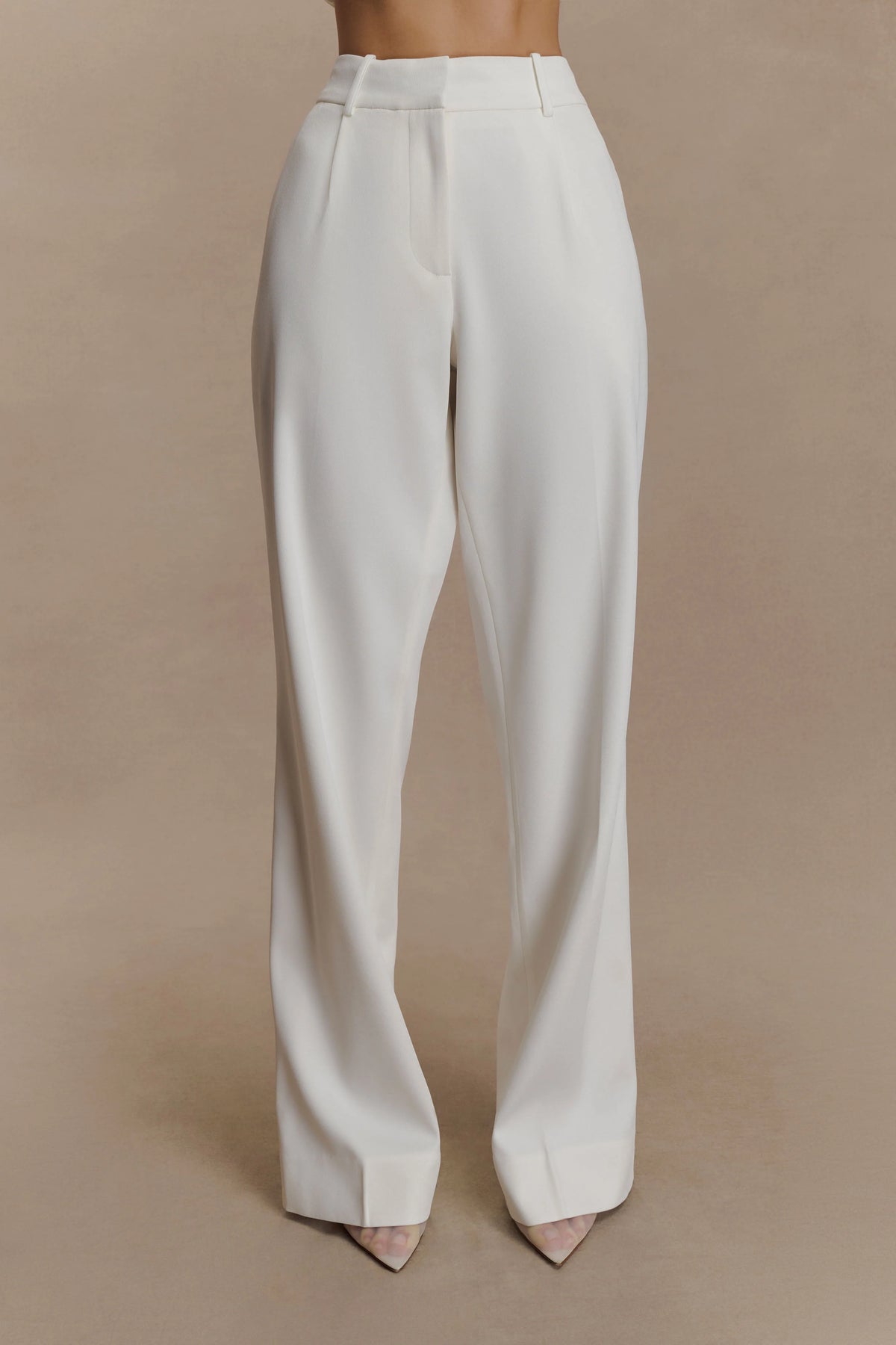 Fatima Satin Straight Leg Pant White