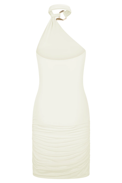 Mariposa Slinky Halter Mini Dress Ivory