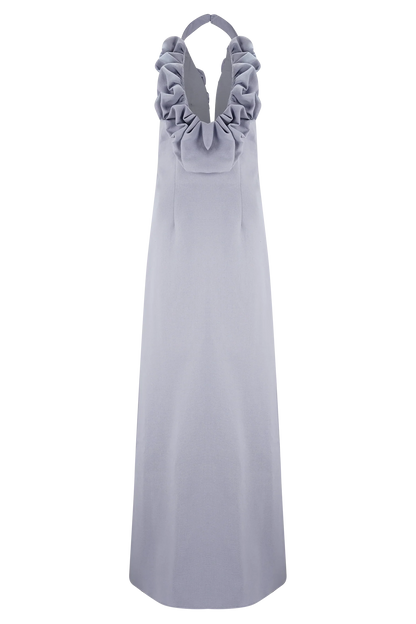Carolyn Linen Bubble Maxi Dress Misty Blue