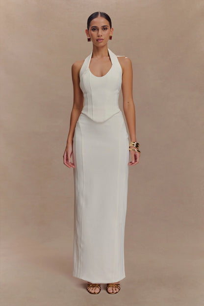 Alma High Waist Maxi Skirt White