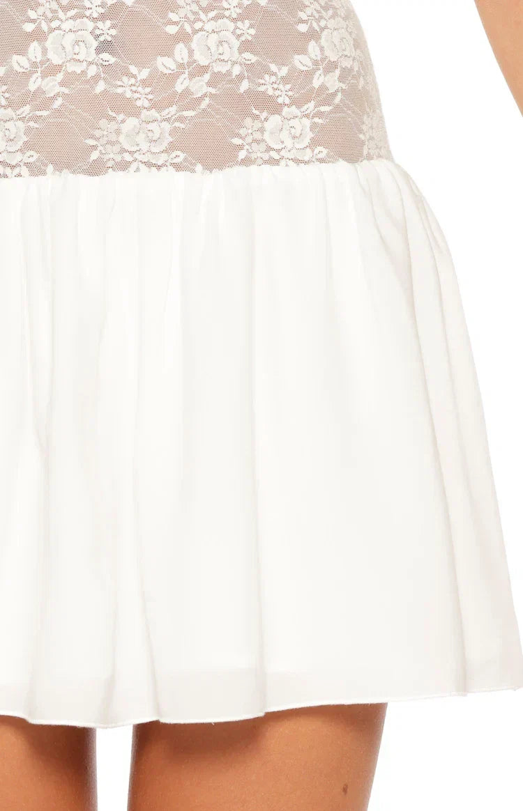 Infime White Lace Mini Dress