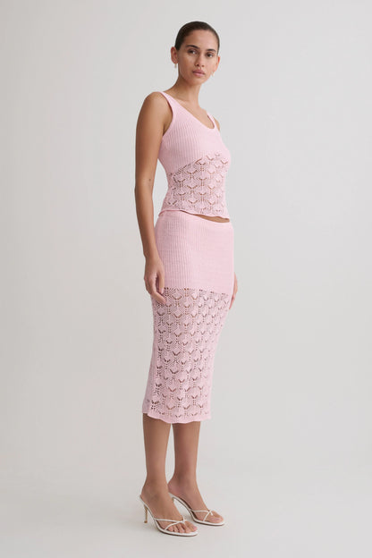Atlantis Crochet Knit Top Baby Pink