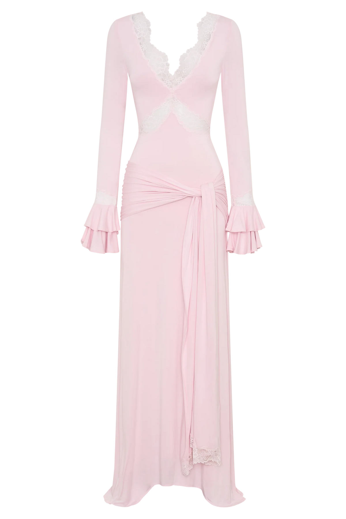 Electra Slinky Lace Maxi Dress Ballet Pink