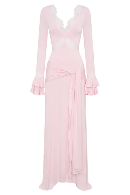 Electra Slinky Lace Maxi Dress Ballet Pink