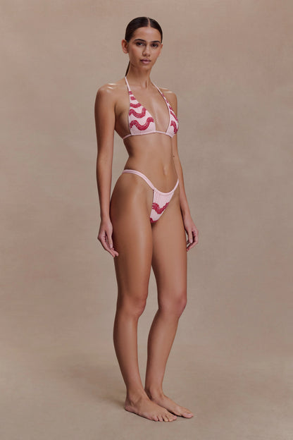 Robyn Beaded Triangle Bikini Top Pink