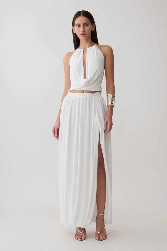 Banks Bubble Hem Midi Skirt White