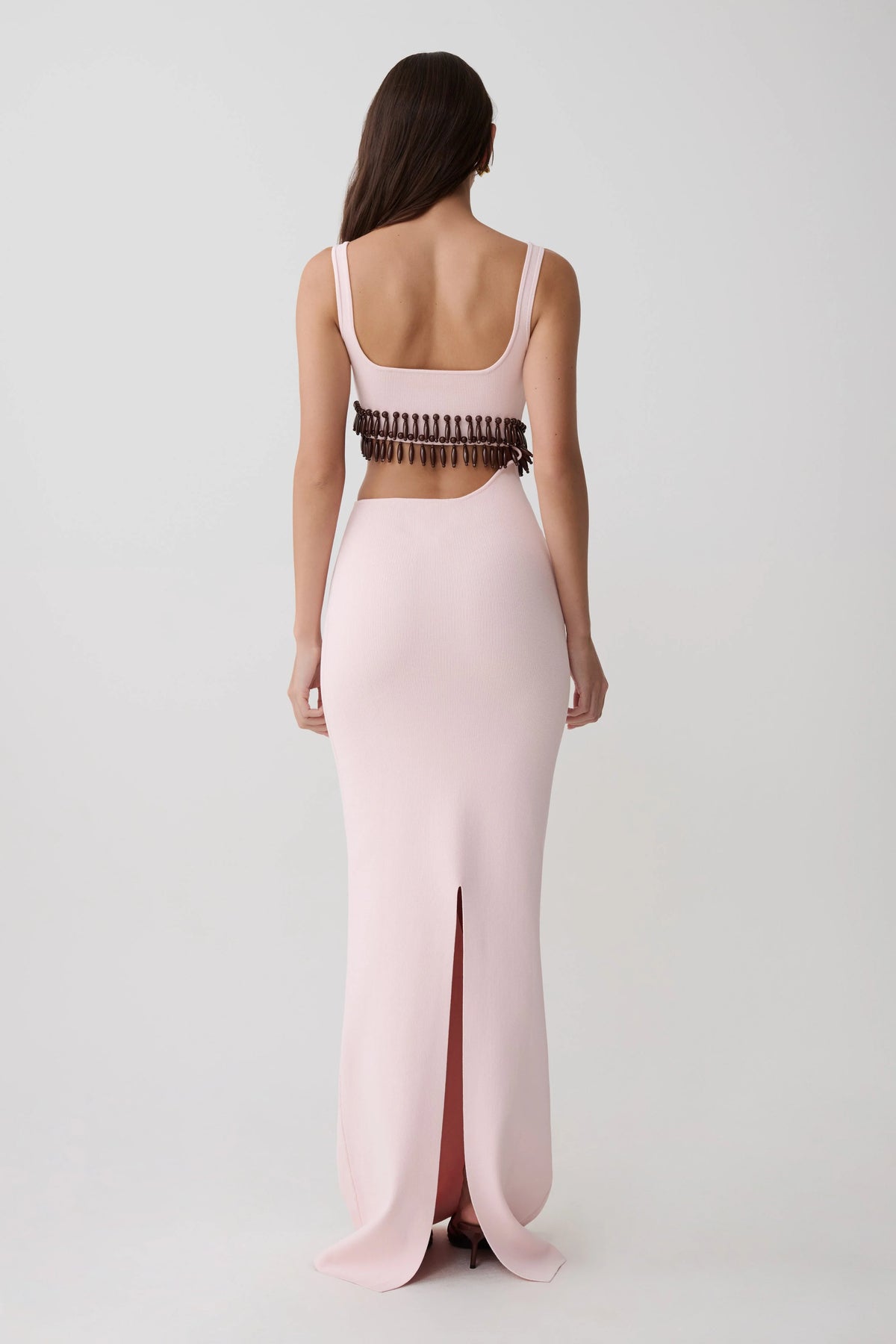 Ruvic Knit Maxi Beaded Dress Baby Pink