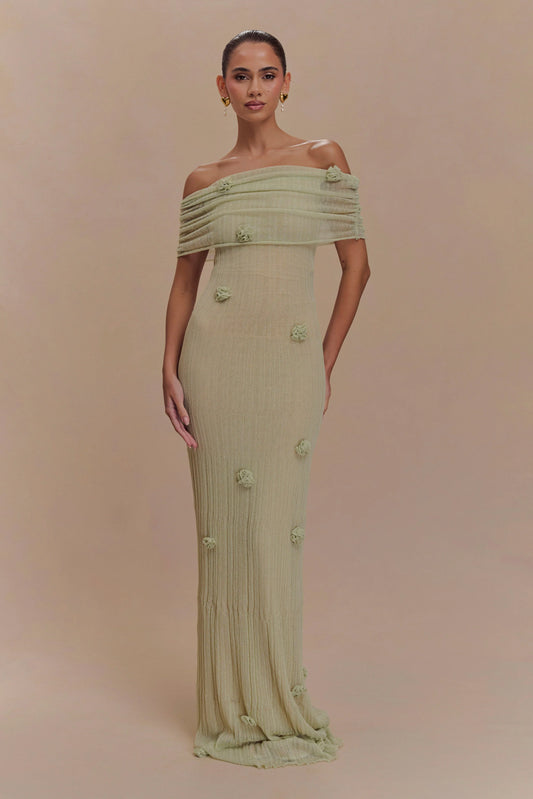 Brynn Orchid Knit Maxi Dress Pastel Green