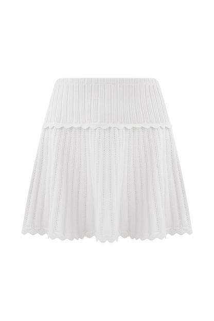 Indy Pointelle Knit Mini Skirt Ivory