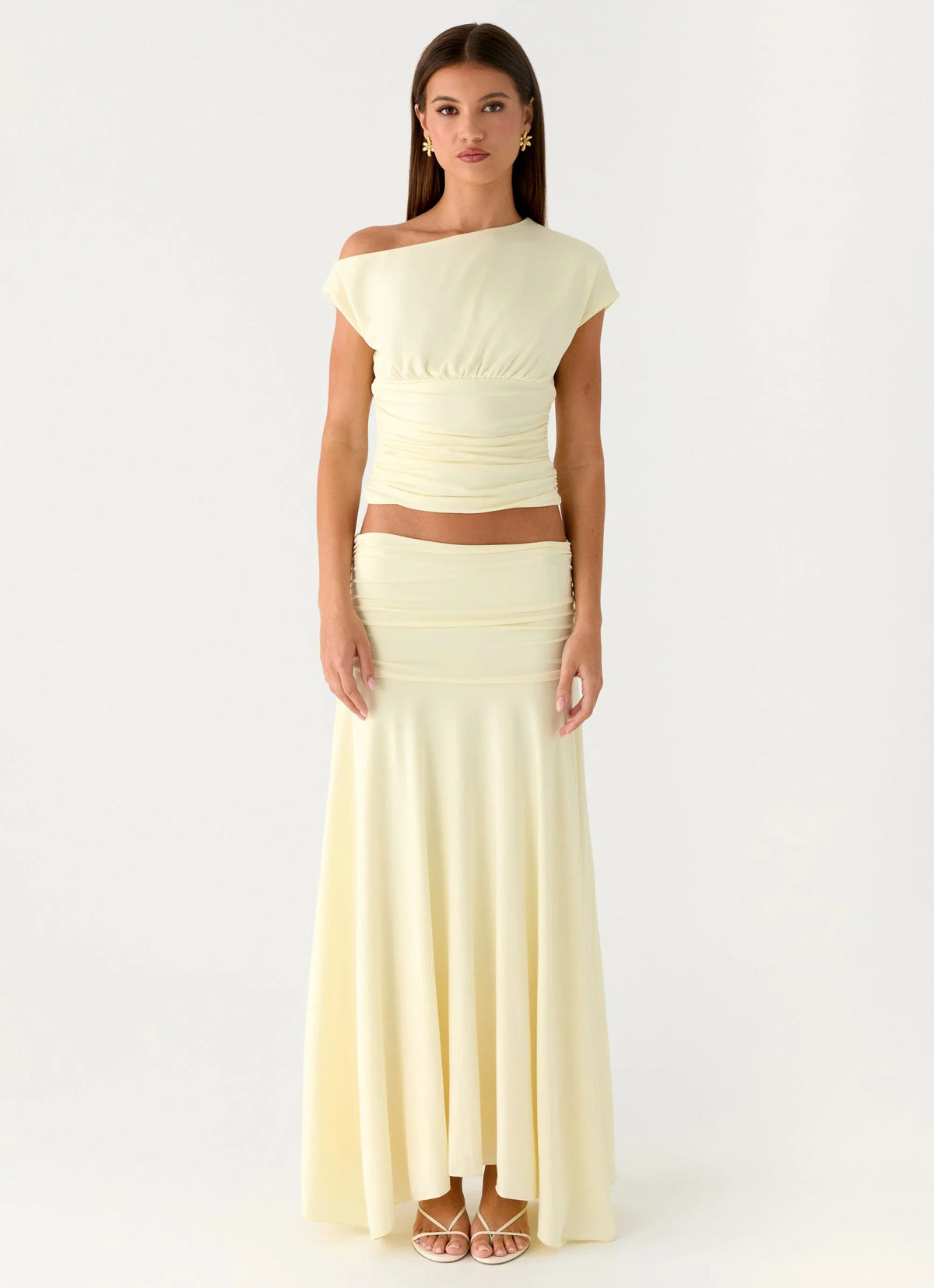 Liana Ruched Maxi Skirt Yellow