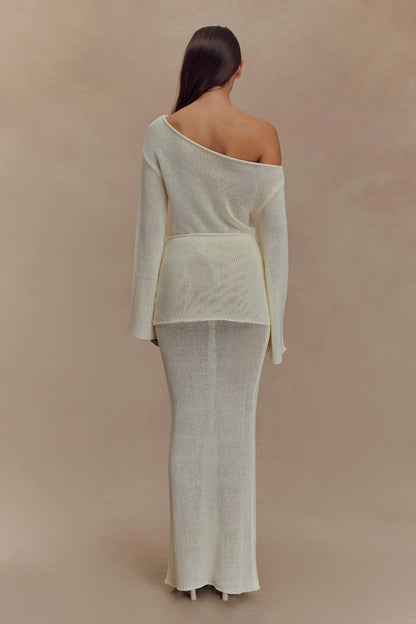 Reagan Off Shoulder Knit Top White
