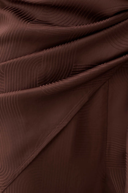 Gia Wrapped Tie Satin Pants Chocolate