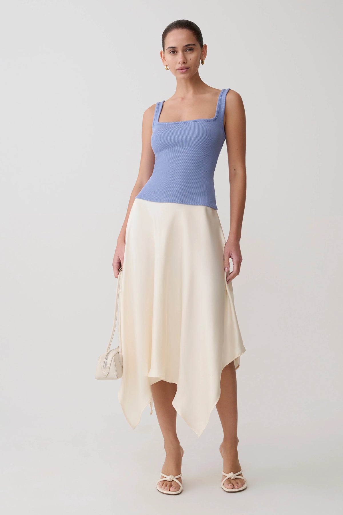 Aisling Ribbed Square Neck Sleeveless Top Cornflower Blue