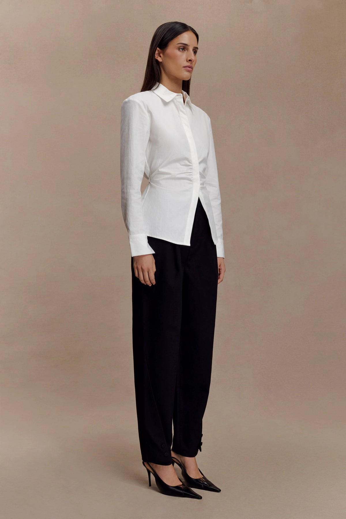 Millie Tie Back Cotton Shirt White