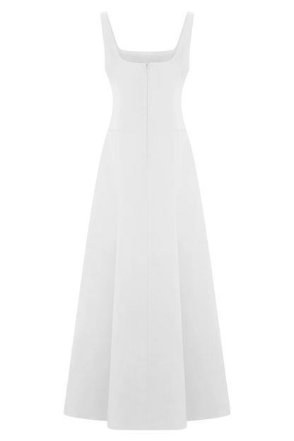Salma Drop Waist Cotton Maxi Dress White