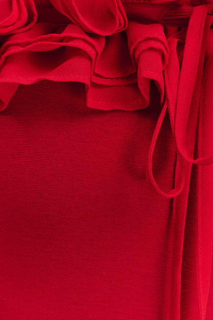 Nova Ruffle Off Shoulder Maxi Dress Ruby