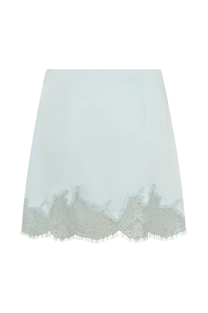 Nina Lace And Satin Mini Skirt Ice Blue