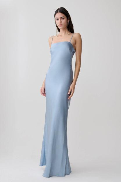 Martinne Chiffon Cape Maxi Dress Arctic Blue